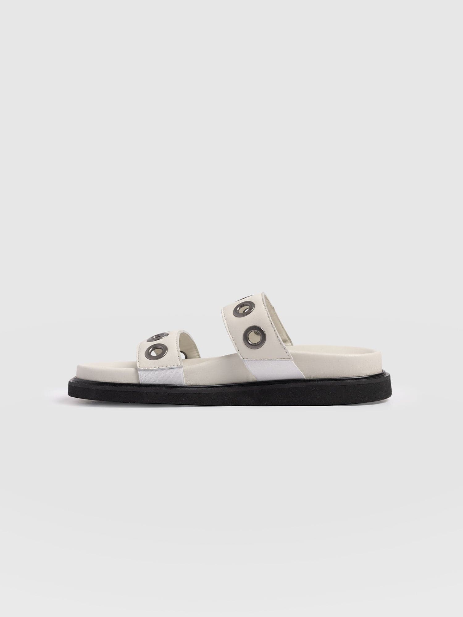 Madison Eyelet Slides - Cream